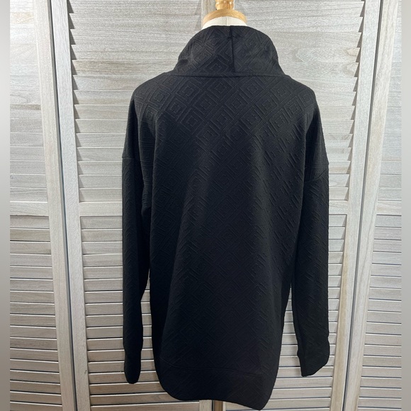 LIZ CLAIBORNE Funnel Neck Embossed Sweatshirt Black-Medium - Picture 3 of 3